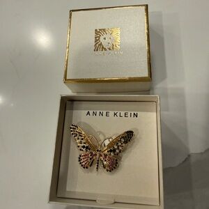 Anne Klein Gold and Black Butterfly Pin - Brand New, In Box